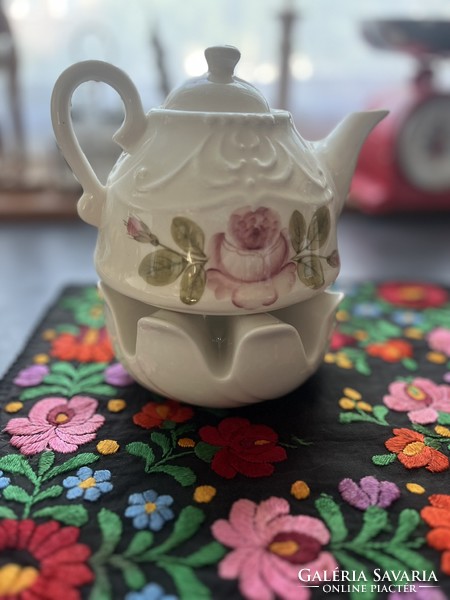 Old, snow-white Seltmann (Bavaria) German porcelain warming tea pot warmer