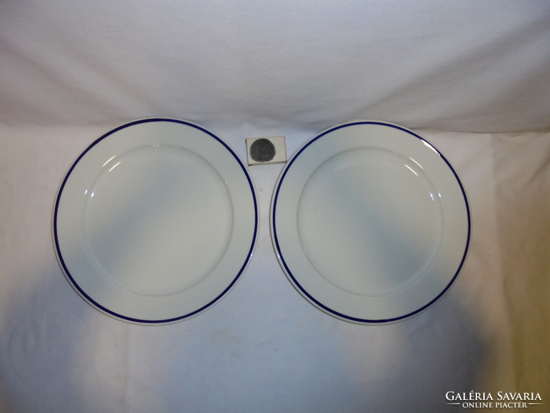 Two large plain porcelain plates, serving plate - together