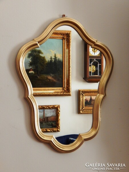 Barokk stilusú tükör hibátlan állapotban, torzításmentes tükörrel 60x45 cm