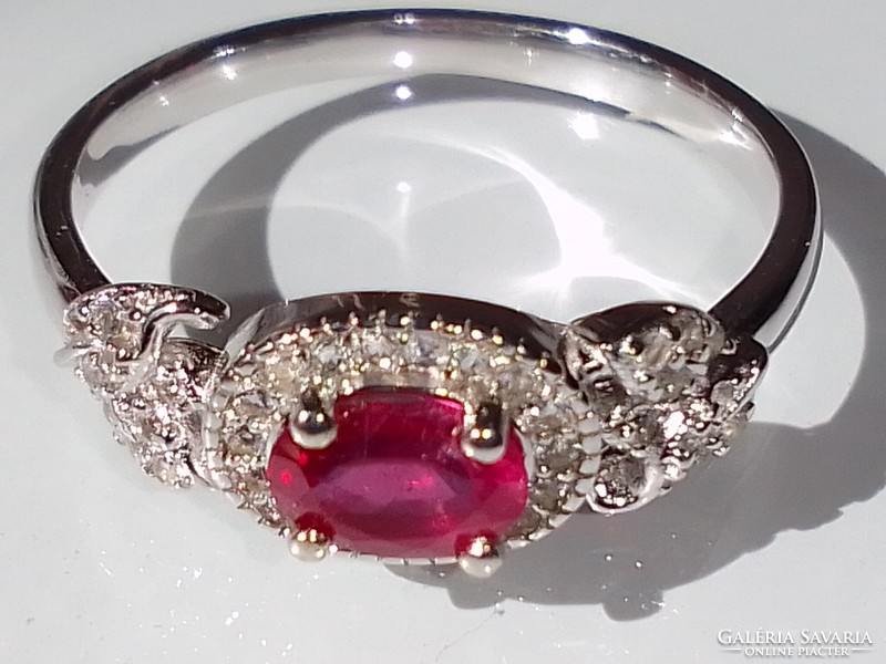 Silver ring with ruby gemstone and topaz!