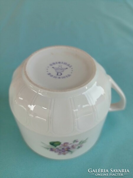 Czech Bohemian violet porcelain tea mug with gilded rim