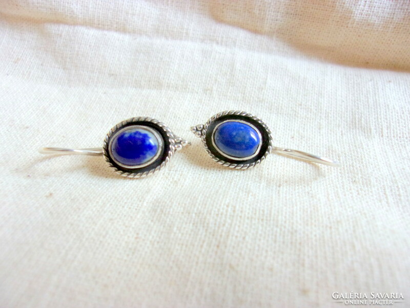 Silver earrings with lapis lazuli stone decoration