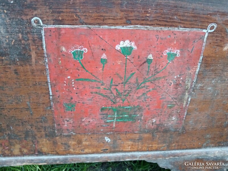 Antique folk floral painted chest