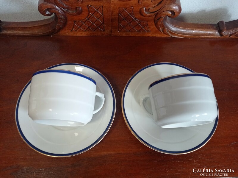 Pair of art deco drasche/Kőbanyai gilded porcelain teacups