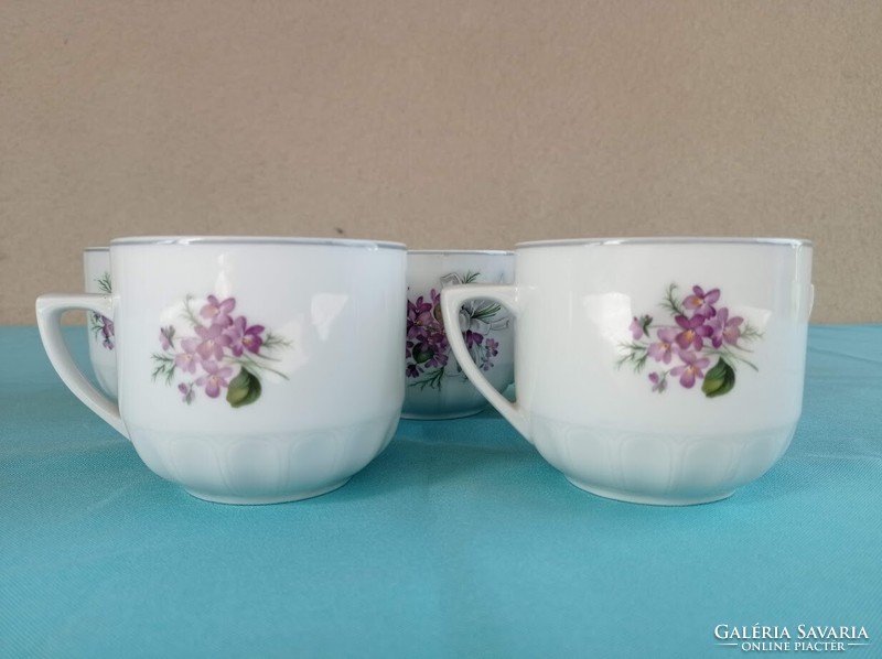 Czech Bohemian violet porcelain tea mugs