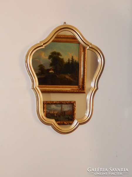 Barokk stilusú tükör hibátlan állapotban, torzításmentes tükörrel 60x45 cm