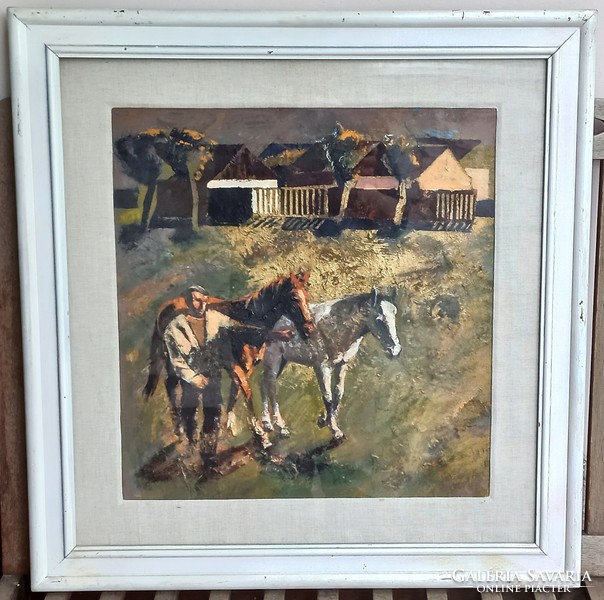 György Ezüst (1935-2017) - painting with horses