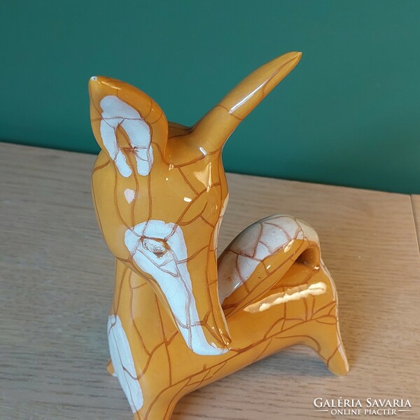 Rare collector's kumpost éva applied arts ceramic fox figure