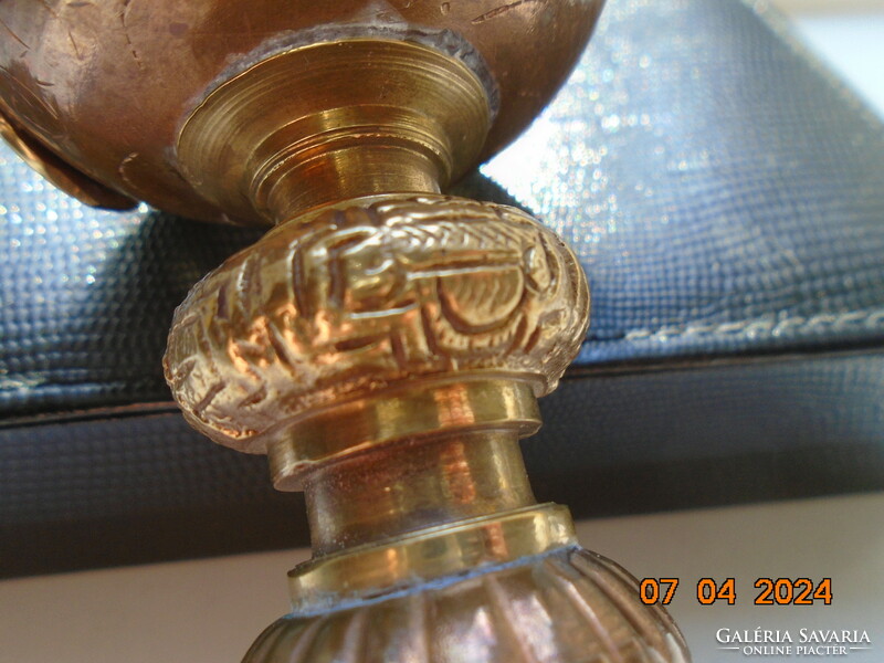 Buddhist ritual butter lamp Tibetan, Nepalese temple, monastery copper and gilded bronze repoussé