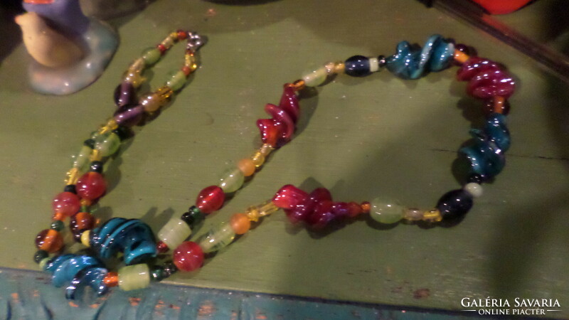 66 Cm, very colorful, fun, handmade glass beads necklace.