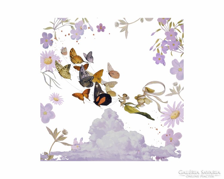 Butterfly swing with fairies 50*50 cm print.