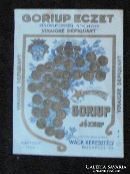 Goriup eczet Wack Keresztély antik címke