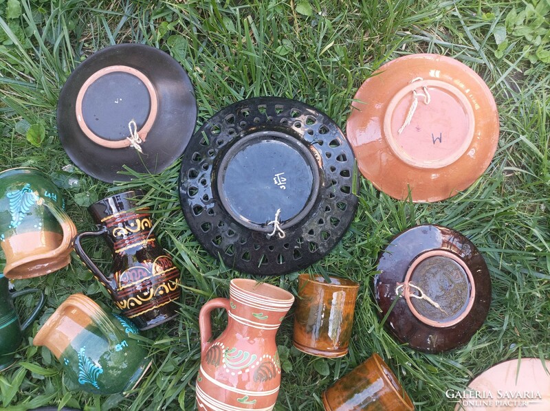 Glazed ceramics in a cane basket