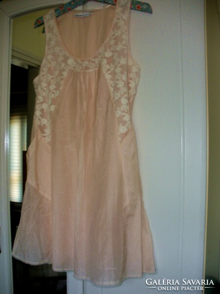 Silk - cotton h. Pink dress, cream with lace, koppahl