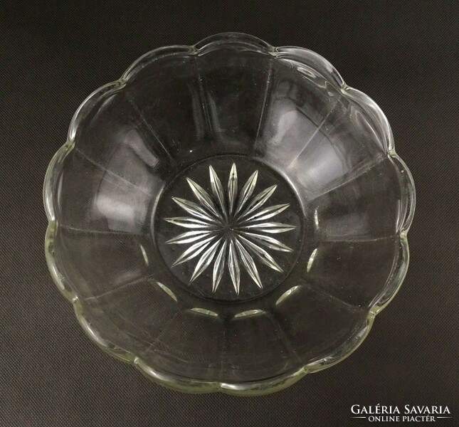 1Q961 old glass serving bowl with ruffled edges 8 x 24 cm