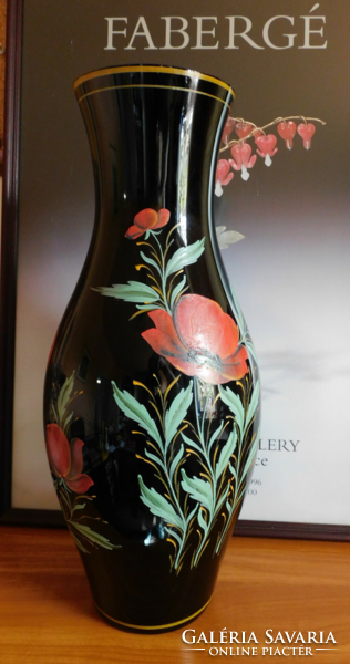 Schwarzglas hand-painted poppy floor vase 48 cm