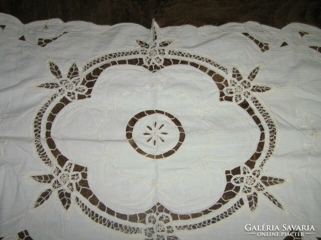 Beautiful off-white tablecloth runner with lace inserts