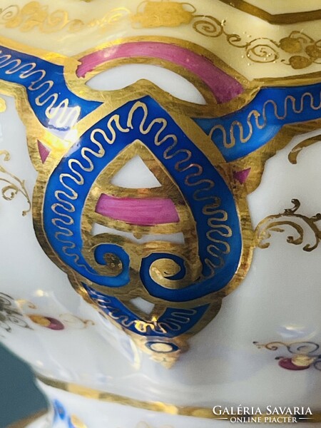 Francia Rocaille kézzel festett és aranyozott antik teás készlet