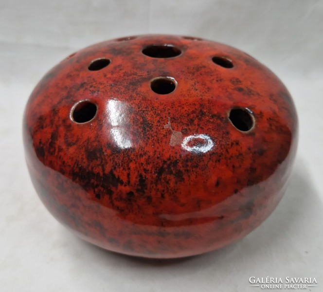 Retro marked industrial art glazed ceramic ikebana vase in perfect condition 17.5 cm.