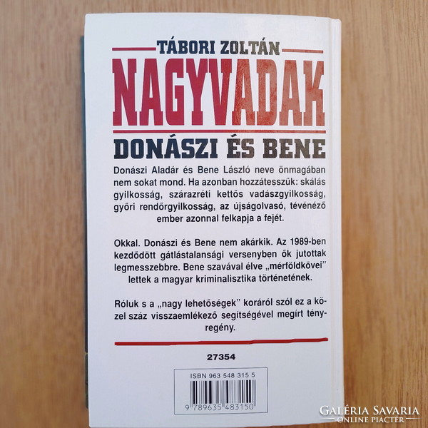 Tábori Zoltán - Nagyvadak - Donászi és Bene (kriminológia, újszerű)