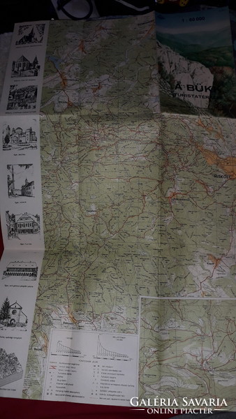 Retro glossy paper cartography hiking map in beech excellent condition 67 x 46 cm according to pictures