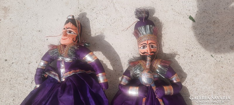 Vintage Authentic Indian Rajasthani Puppets - Pair