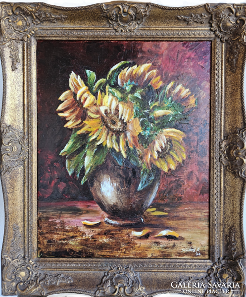Solid aniko: sunflower still life, 30x40cm+frame, oil, stretched canvas