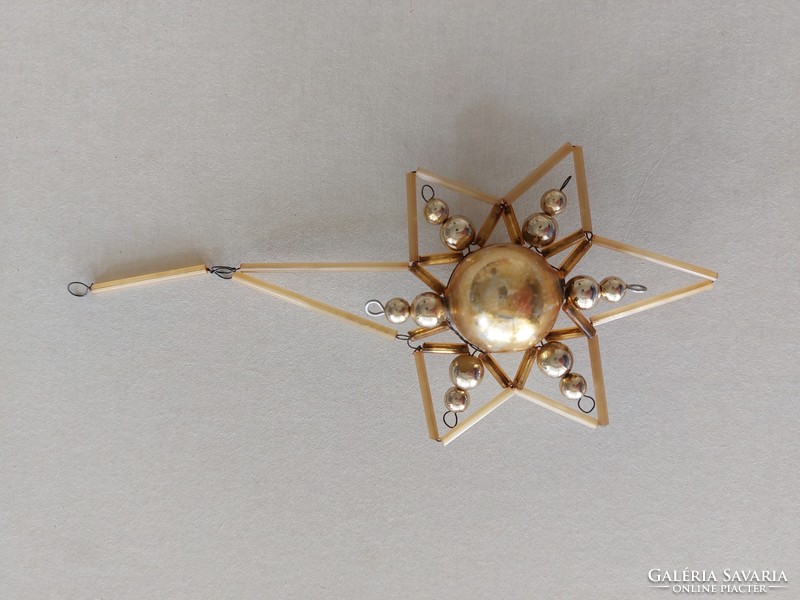 Old glass Christmas tree ornament with gold star glass ornament