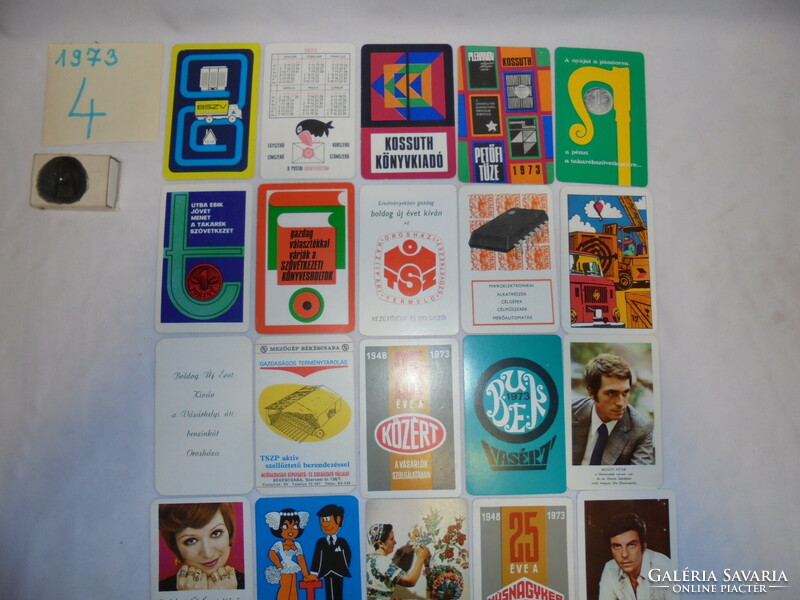 Huszonöt darab régi kártyanaptár - 1973 - együtt