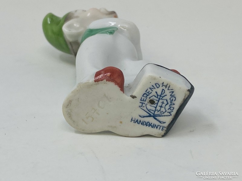 Herendi porcelán Tudor törpe, Hófehérke zöldsapkás törpéje (7cm)  RZ