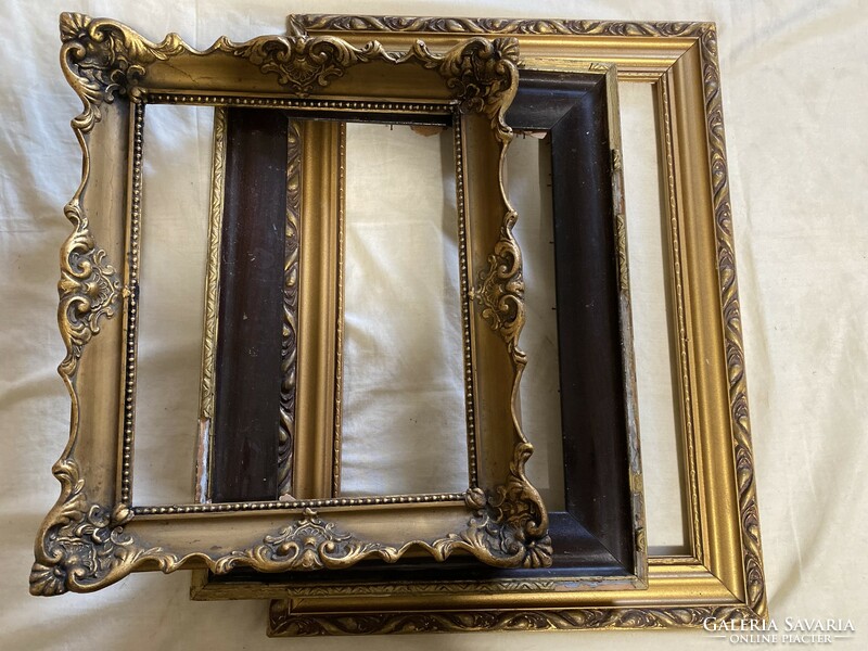 Three gilded picture frames in one
