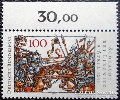 N1511sz / 1991 Németország A liegnitzi csata 750. évfordulója bélyeg postatiszta ívszéli össegzőszám