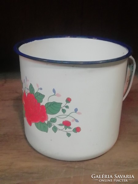 Large floral enamel mug
