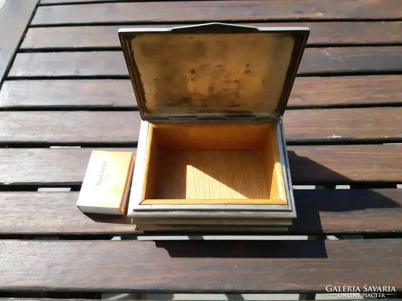 Small art deco alpaca card box