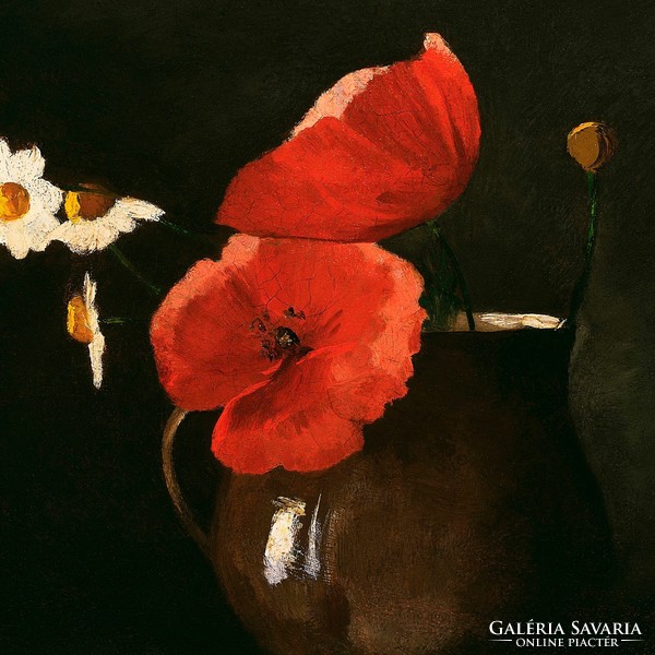 Poppies and daisies 1867 reproduction of the work of painter Odilon Redon