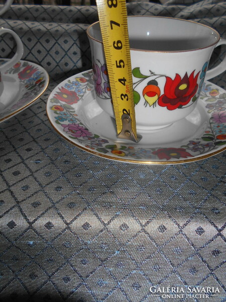6 Kalocsa hand-painted tea cups + saucers - the price applies to 6 pcs