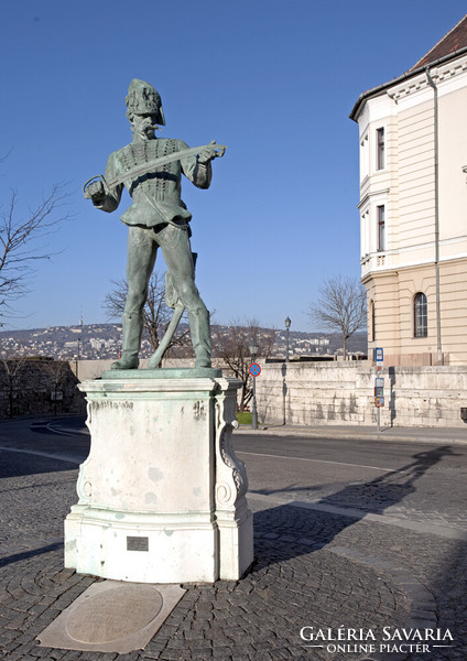 Zsigmond Strobl of Kisfaludi - bronze statue of a Hussar