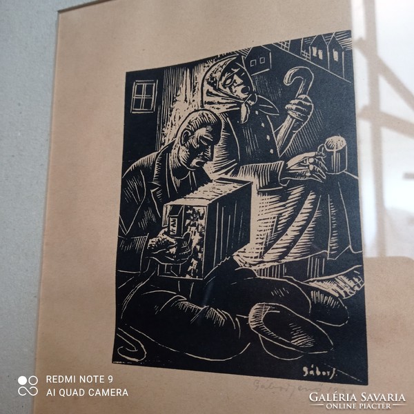 Collection sale due to illness: Jenő Gábor (1893-1968) beggars 1937. Woodcut