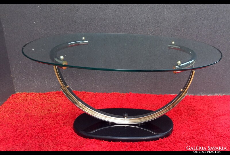 Italian art deco 1970 chrome copper glass table negotiable