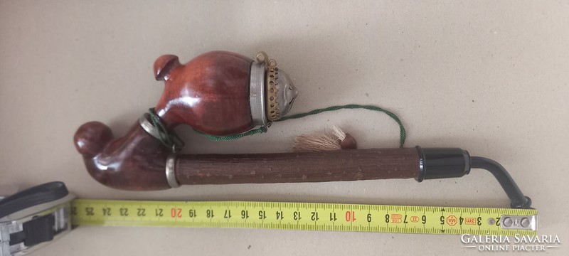 Rosewood pipe with wooden handle and plastic spout