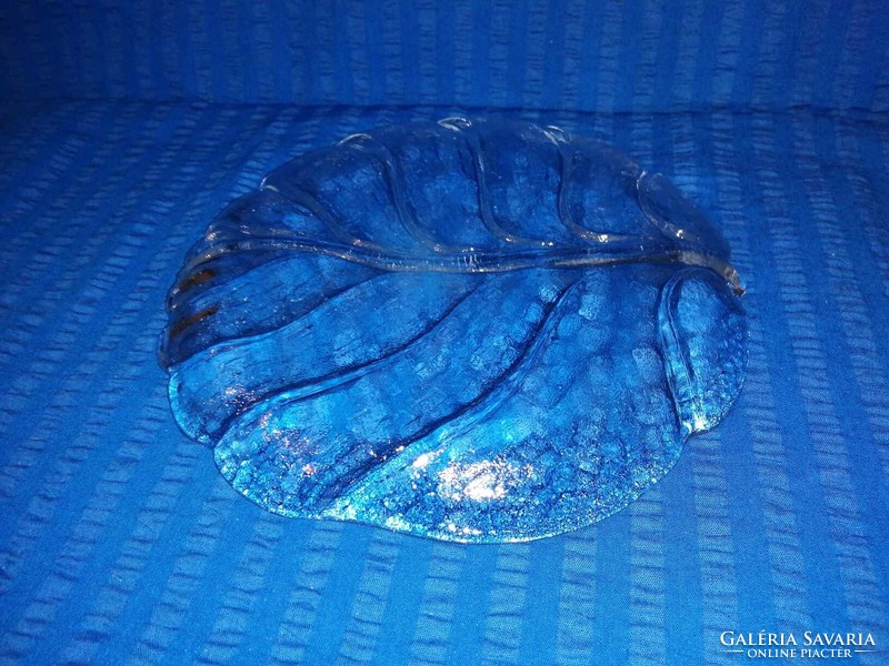 Falevél formájú üveg kínáló, asztalközép (A15)