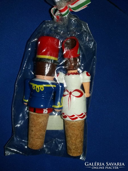 Retro Hungarian trafficker János Vítez and Iluska wooden bottle cork figures unopened toy according to pictures