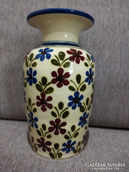 Antik váza kézzel festett, jelzett,cserép