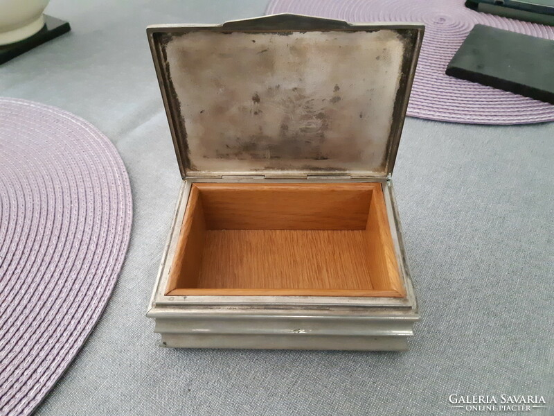 Small art deco alpaca card box