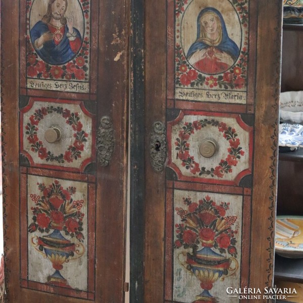 19.századi osztrák népi kelengye szekrény ajtó / 19th c. Austrian Marriage Cupboard Doors