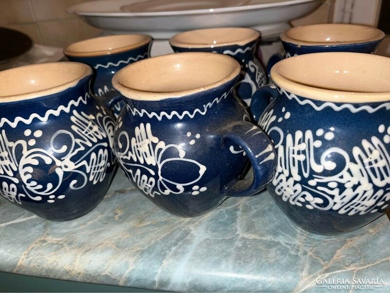 Handmade ceramic mug set, 6 pieces, larger size