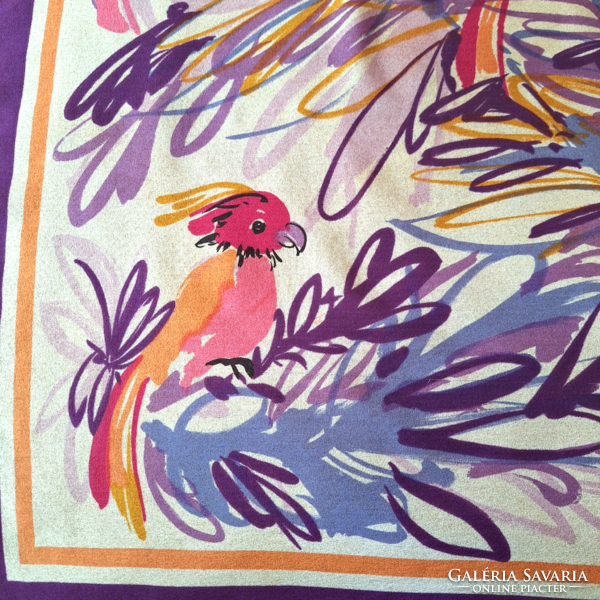 Silky scarf, bird pattern, purple, pink shade. Beautiful!