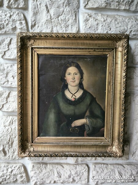 Antique Biedermeier female portrait of a lady from the 1800s in an original frame