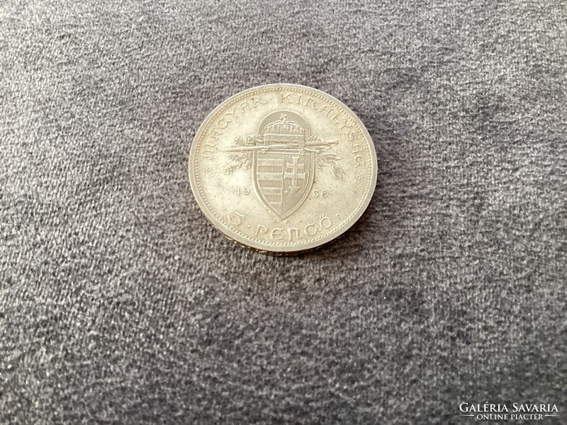 Saint István - 5 pengő silver coin 1938.