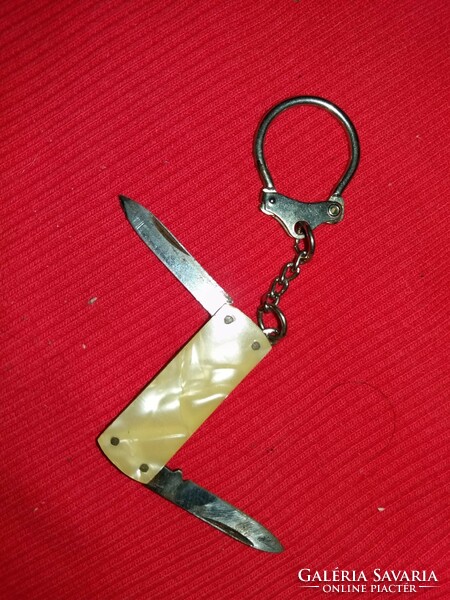 Small manicure knife with an old mother-of-pearl handle, key ring, condition according to the pictures